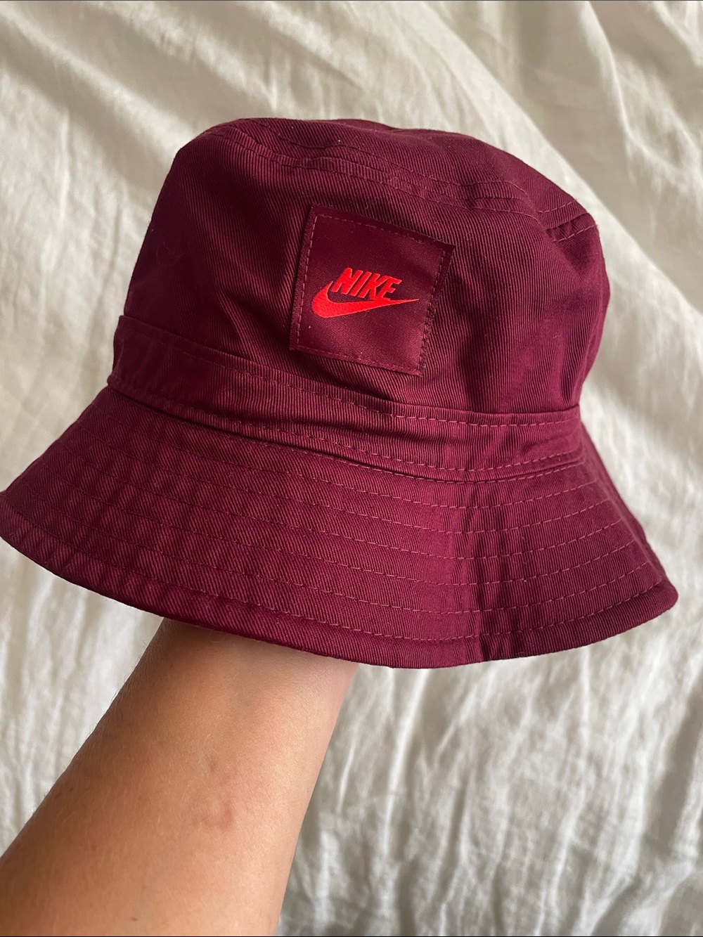 Nike Futura Burgundy Bucket Hat with neon Patch